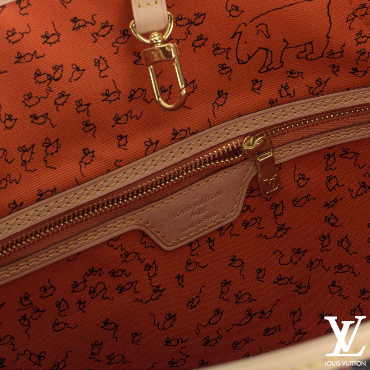 Louis Vuitton x Grace Coddington Neverfull Catogram (Without Pouch) MM  Orange Lining